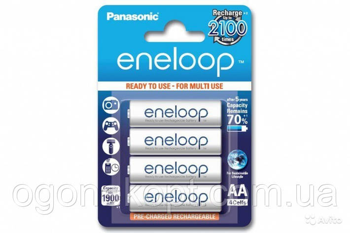 Акумулятори Panasonic — Eneloop АА HR6 Ni-MH 1900mAh 1.2V 4/20/200шт, фото 2