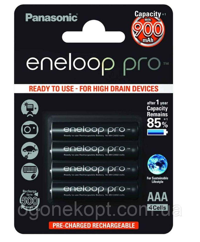 Акумулятори Panasonic — Eneloop Pro AAA HR03 Ni-MH 930 mAh 1.2V 4/20/200шт