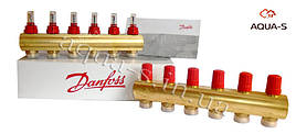 Колектор розподільний Danfoss FHF-6F (6 виходів) для теплої підлоги (з витратами) 088U0526