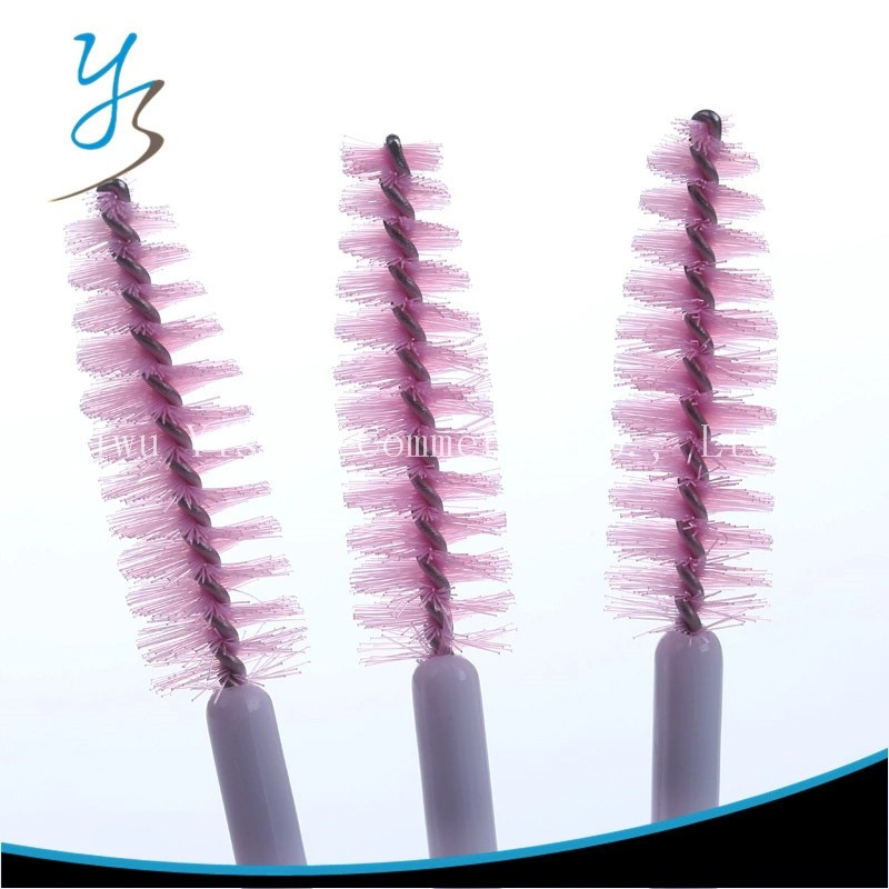 Щіточки для розчісування вій і брів, ніжно рожева на білій ніжці, 10 шт.