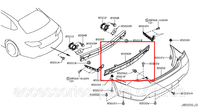 Абсорбер заднего бампера Infiniti M37 Y51 Новый Оригинальный - фото 1 - id-p540062559