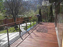 Большая часть отделок требует примерно 24-часового периода высыхания, и ваш клиент должен воздержаться от пользования террасой в это время.