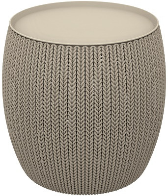Стіл-скриня круглий Khit Cozies плетіння пластик Бежевий 41 * 41 см (Time Eco TM)
