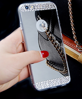 Дзеркальний срібний силіконовий чохол зі стразами для Iphone 6 6S