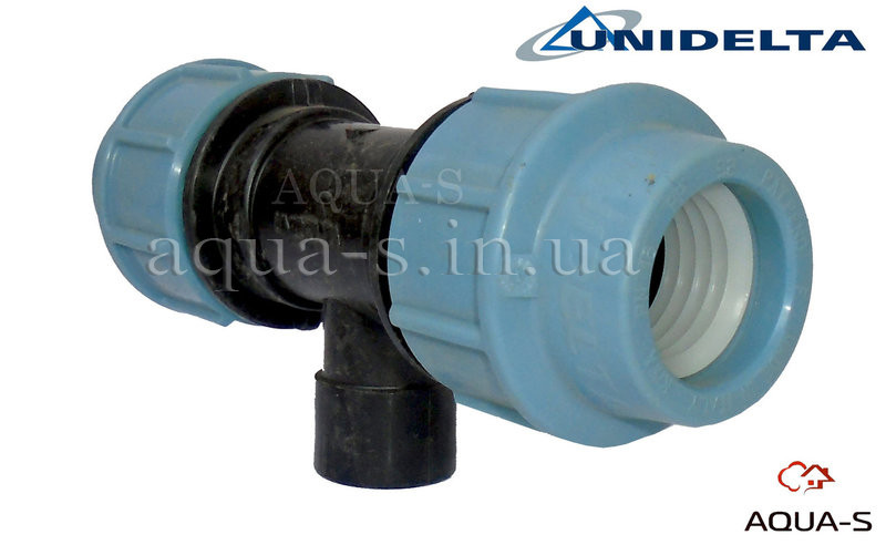 Трійник перехідний Unidelta DN 32x3/4" (всередині різь) для поліетиленових труб (Італія), фото 1