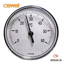 Термометр для опалення CEWAL (0-60 °C) заглибний фронтальний (Італія)