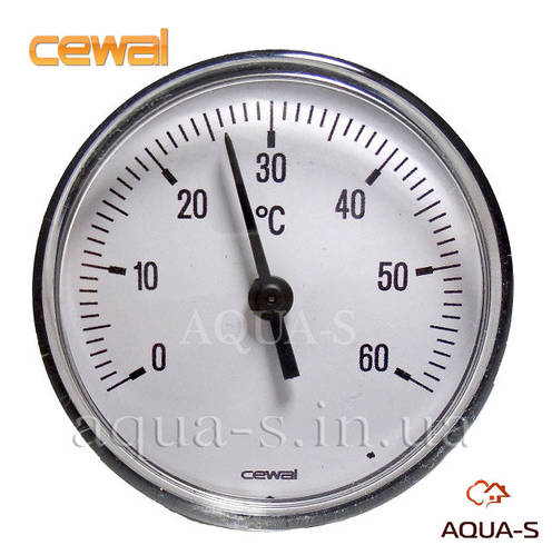 Термометр для отопления CEWAL (0-60° С) погружной фронтальный (Италия ...