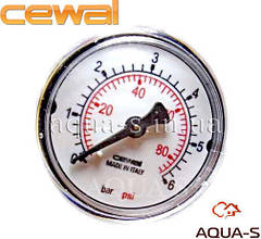 Манометр для опалення CEWAL 6 барів G1/4" (D 50 мм) фронтальний (Італія)