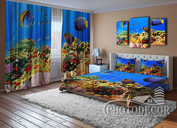 Фото Комплект "Екзотичні рибки" Штори (2,50*2,60), Покривало (2,1*1,70). Читаємо опис!