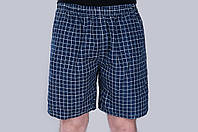 Чоловічі шорти в клітинку (плащівка), темно-синього кольору