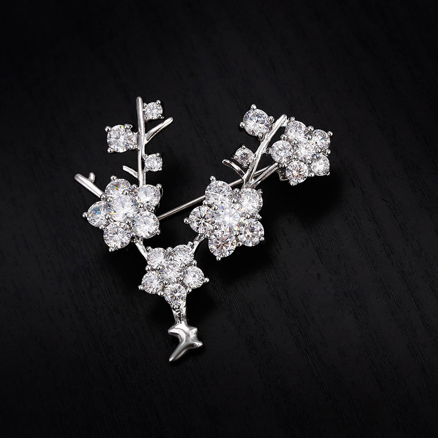 Брошка Гілочка квітів, медсталь, фото 1