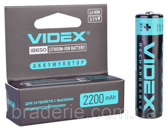 Акумулятор Videx 18650 P 2200 mAh Li-Ion із захистом, фото 2