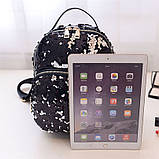 Модний маленький рюкзак жіночий міський паєтки. Рюкзак з паєтками двосторонніми Чорний, фото 6