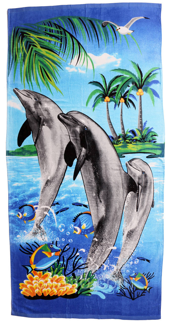 Пляжний рушник Дельфін (велюр-махра) 70х140.Код 1615 - 1447