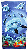 Пляжний рушник Дельфін (велюр-махра) 70х140. Код 1615-2021