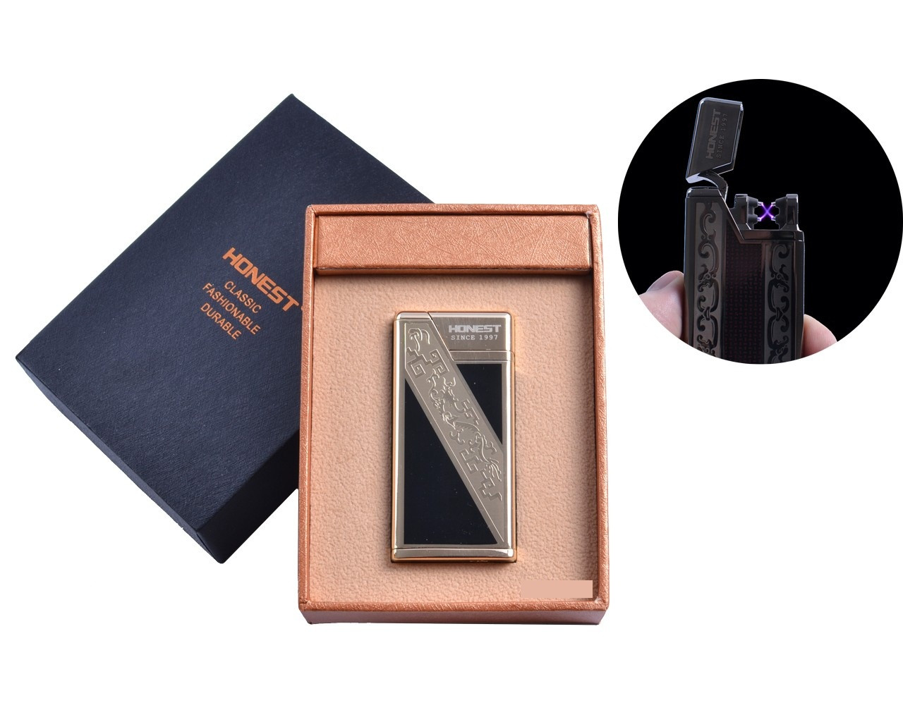 Электроимпульсная USB - зажигалка в подарочной упаковке "Honest" (ID ...