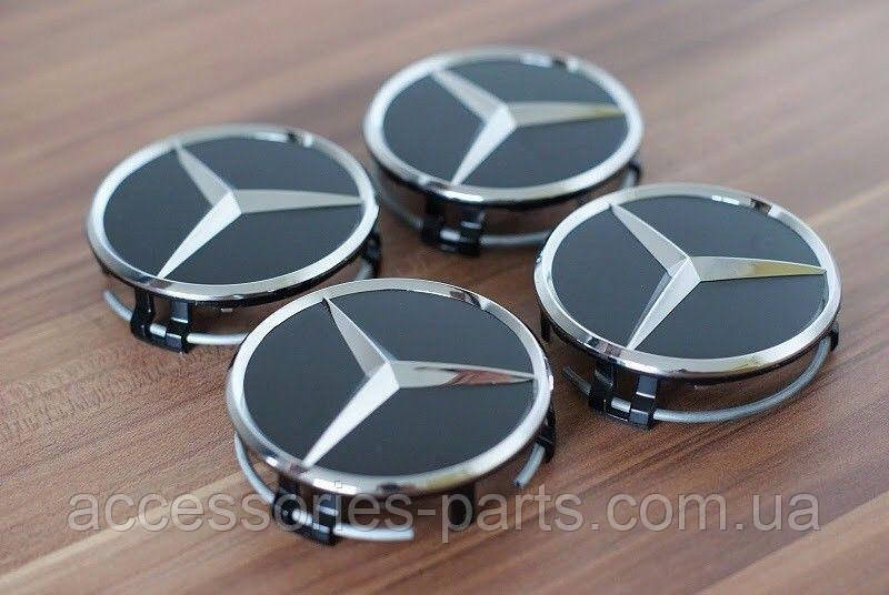 Ковпачок на диск чорний, хром Mercedes-Benz Новий Оригінальний, фото 1