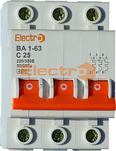 Автоматичний вимикач ВА1-63 3 полюси 4A 6кА