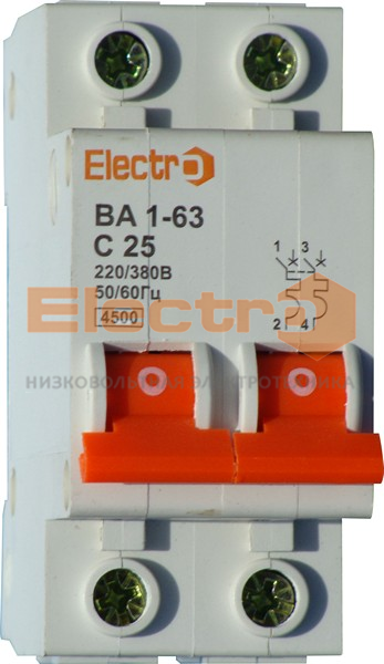 Автоматичний вимикач ВА1-63 2 полюси 40A 4,5 кА