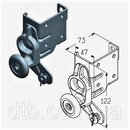 Кронштейн нижний с роликом RBG100R для ворот секционных Alutech - фото 6 - id-p541072946