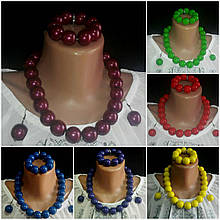 Яскравий жіночий набір: сережки, браслет та намисто, d намистин 2 см, 55/45 (ціна за 1 шт. + 10 гр.)