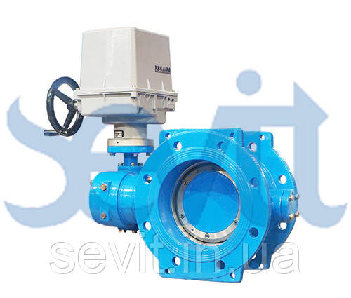 T.I.S SERVICE Двофланцева засувка батерфляй із подвійним ексцентрисистом з електроприводом REGADA D140, фото 1