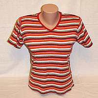Хлопковая женская футболка в оранжевую полоску, р. 42-44