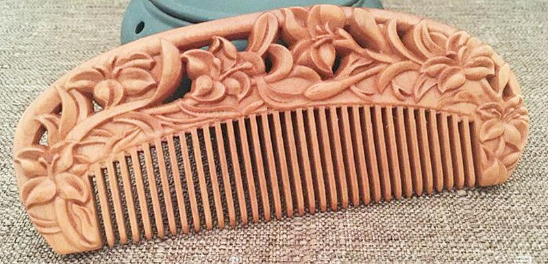 Сандаловий гребінець для волосся різний Лілії, фото 1