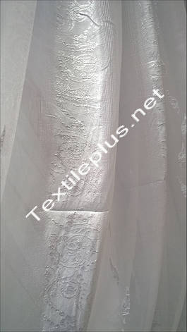 Тюль шифон-батист з білою вишивкою, фото 2