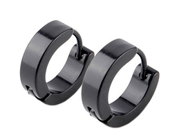 Сережки круглі чорні для пірсингу вух сталь у два вуха 2 шт.