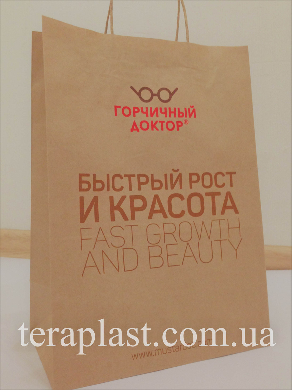 Пакет паперовий з печаткою 2 кольори 250х150х350