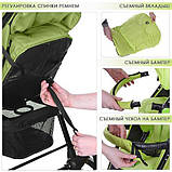 Дитяча прогулянкова коляска Bambi Зелена (M 3435-5 PREGO) з поворотними колесами, фото 4