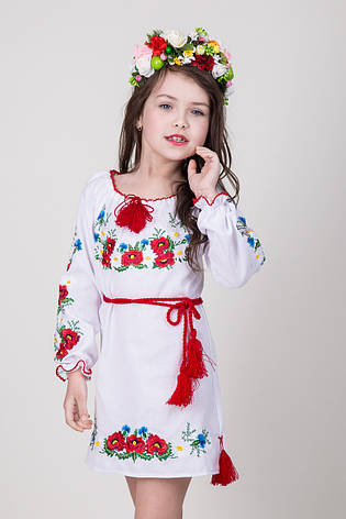 Дитяче вишите плаття на білому полотні, фото 2