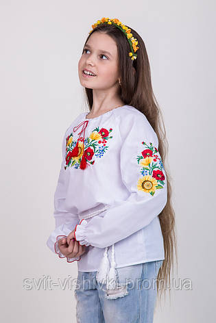 Вишита блуза для дівчинки з чудовим ніжним орнаментом, фото 2