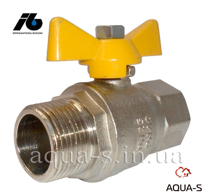 Кран газовий Bonomi Missouri DN 1/2" ВН кульовий з алюмінієвою ручкою (Італія), фото 1