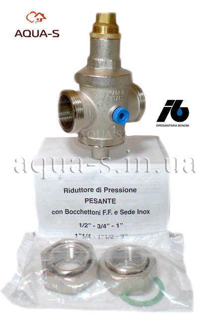 Редуктор тиску води Bonomi DN 2" (25 барів) мембранний (з американками) Італія, фото 1