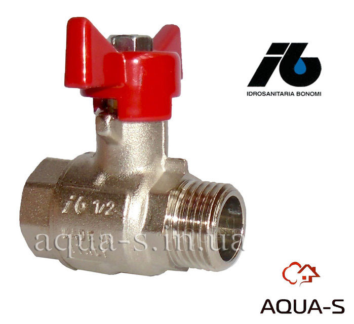 Кран кульовий Bonomi Tamigi DN 1/2" (Внутрішній-навужений) повнопрохідний (Італія) 76070004R, фото 1