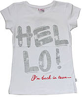 Блуза для дівчинки, біла з написом, ріст 134 см, Фламінго