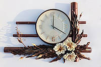 Настінний годинник в авторському оформленні з натуральної шкіри