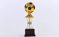 Награда спортивная (приз спортивный) Футбольный мяч YK-015, золото: пластик, высота 26см