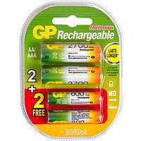 Акумулятор GP Rechargeable NiMH 1.2 V комплект: 2 AA(2700mAh) + 2шт AAA(800mAh)