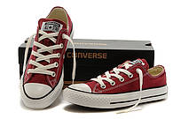 Кеди Converse ALL STAR (конверси) Бордові низькі в коробці