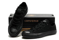 Кеди в стилі Converse ALL STAR (конверси) Чорні низькі в коробці