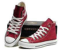 Кеди в стилі Converse ALL STAR (конверси) Бордові високі в коробці