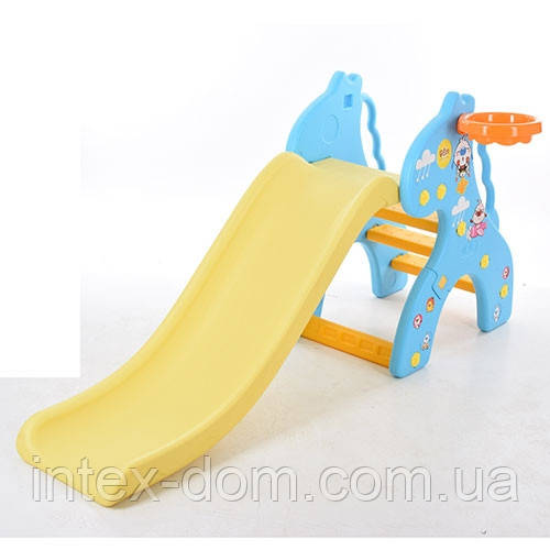 Гірка для дітей ЖОРРАФ BLUE з баскетбольним кільцем (блакитна), фото 1