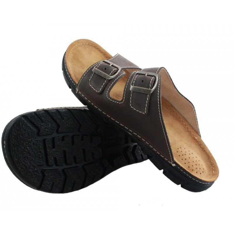 OrtoMed 3027 Коричневі, Пряжка — Чоловічі ортопедичні капці для проблемних ніг, фото 1