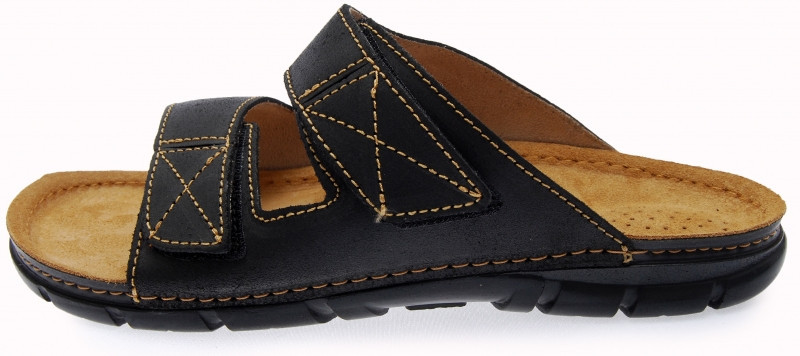 OrtoMed 3019 Чорні, Липучка — Чоловічі ортопедичні капці для проблемних ніг, фото 1