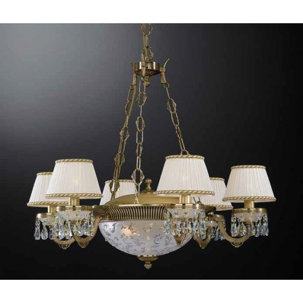 Люстра RECCAGNI ANGELO L 6500/6+3 золото/стекло/ткань/хрусталь