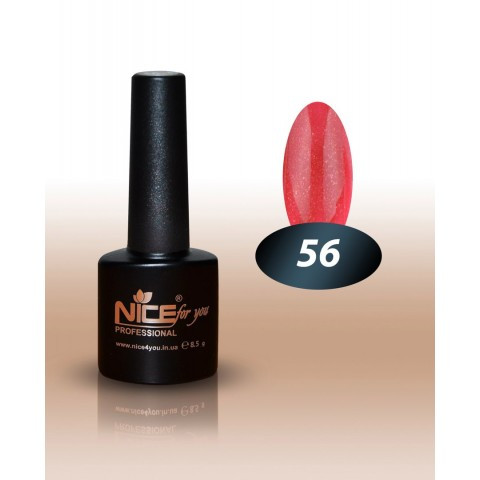 Гель-лак Nice for you No 56 червоно-кораловий із золотим мікроблеском 8,5 мл