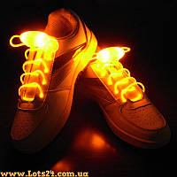 Светящиеся шнурки для обуви оранжевые LED + батарейки CR2032